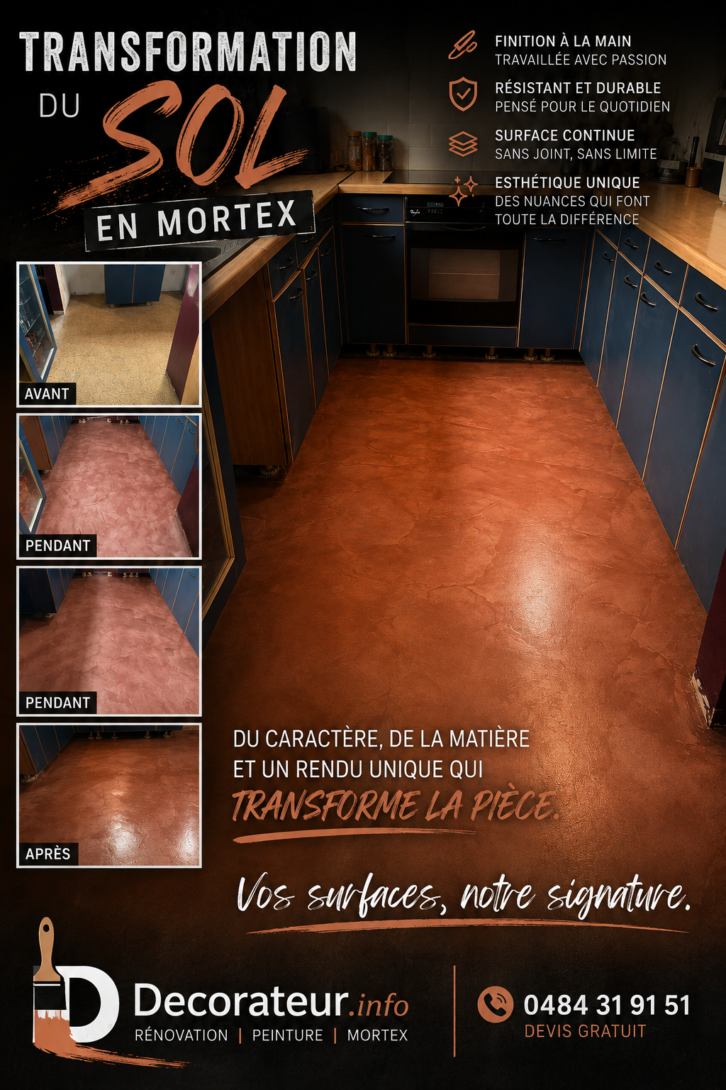Avant et après d’une transformation de sol en Mortex